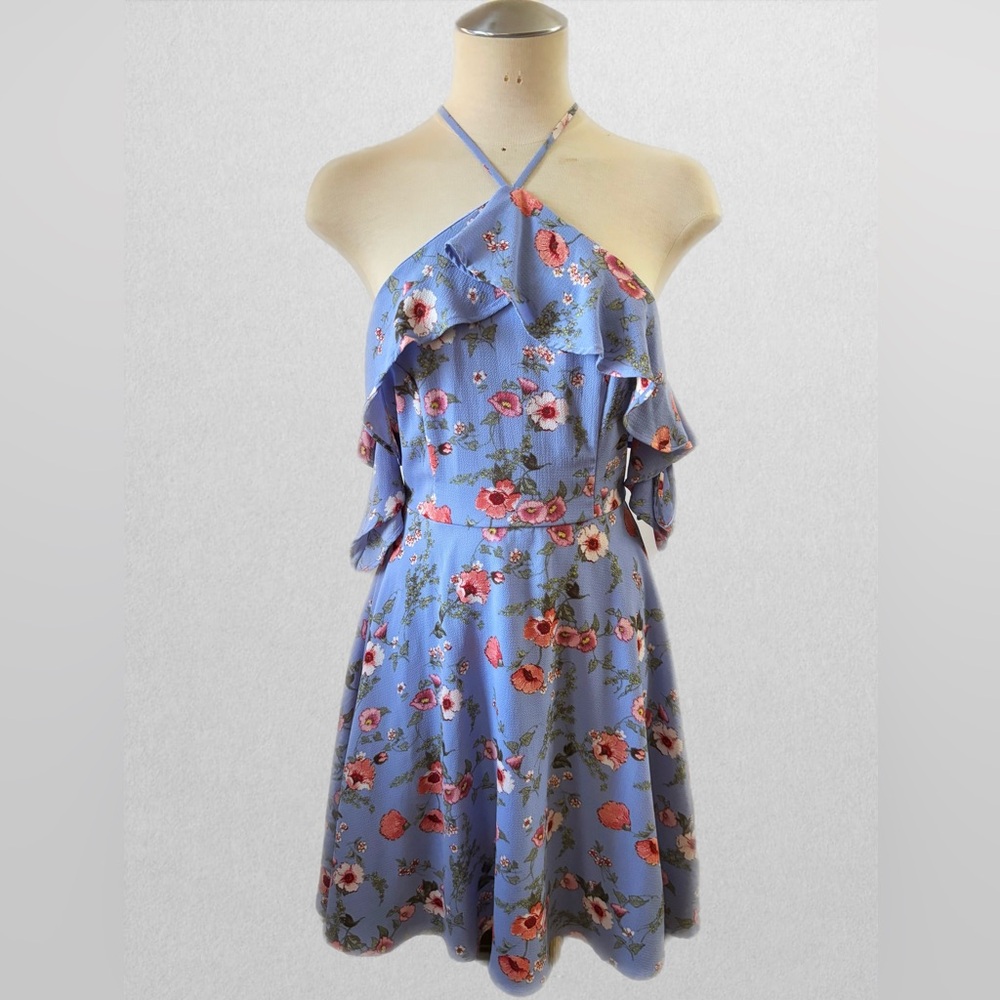 Floral Blue Halter Dress